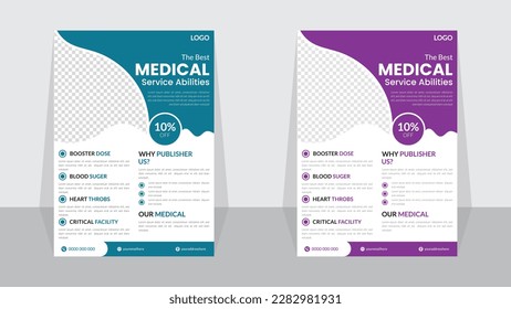 Healthy Flyer poster template brochure cover design layout background, two colors, vector template A4 size