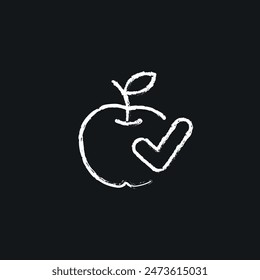 Healthy food. Apple chalk icon. Line customizable illustration. Contour symbol. Vector isolated outline drawing.