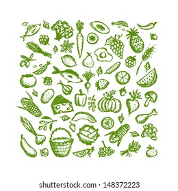 Healthy food background, sketch for your design