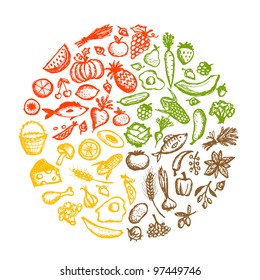 Healthy food background, sketch for your design