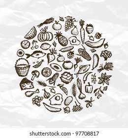 Healthy food background, sketch for your design