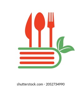 Healthy Food Book Logo Concept Design. Food Recipe Book Concept.