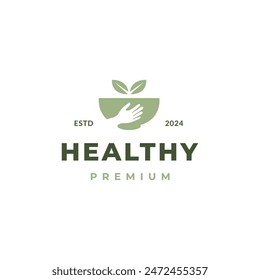 healthy food bowl logo icon vector design