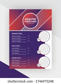Healthy food cafe restaurant flyer template.