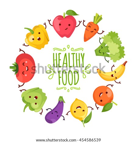 Healthy Food Cartoon Representing Stock Vector (Royalty Free) 454586539