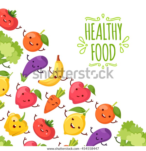 Healthy Food Cartoon Representing Stock Vector (Royalty Free) 454558447