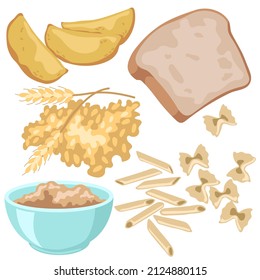 Healthy food. Cereals, bread and pasta