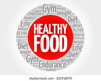 Healthy Food circle stamp word cloud, fitness, sport, health concept