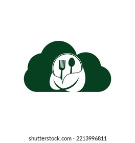 Plantilla de logotipo para el concepto de nube de alimentos sanos. Diseño del logo de la comida orgánica natural.