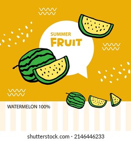 Healthy food concept. Arrangement of various watermelon forms banner.