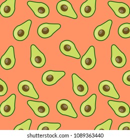 Healthy food concept. Fruit avocado pattern isolated on beige background