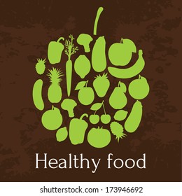 Healthy food. Concept with fruits and vegetables.
