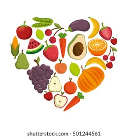 healthy food concept heart shape icon