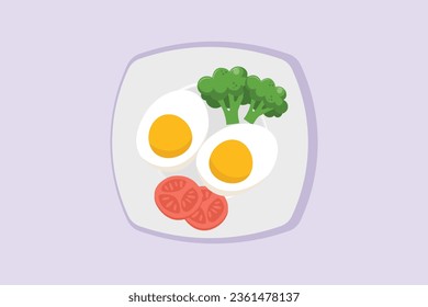 Healthy food concept. Vegetables, fruits and milk. Colored flat vector illustration isolated. 