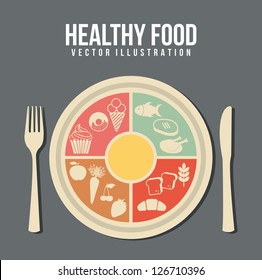 healthy food concept, vintage style. vector illustration