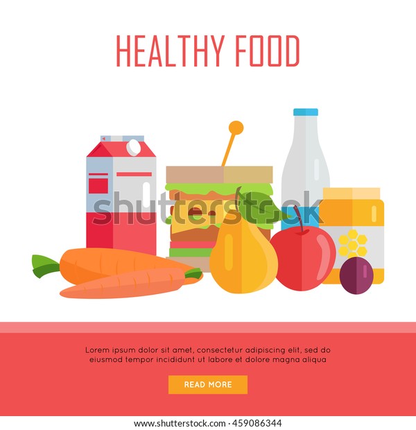 Healthy Food Concept Web Banner Vector Stock Vector (royalty Free 