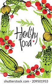 Healthy food design frame with vegetables