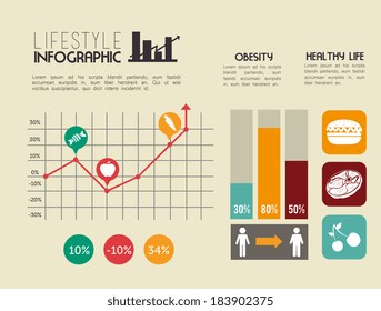 Healthy food design over beige background, vector illustration