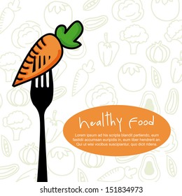 healthy food design over vegetables background vector illustration 