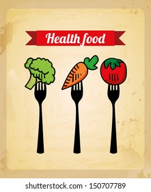 healthy food design over vintage background vector illustration