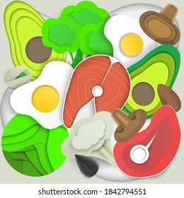 Healthy food and diet concept - natural protein rich food.
Ketogenic foods. Healthy fats.