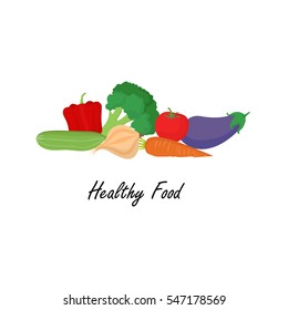 Healthy food diet illustration. Set of vegetables