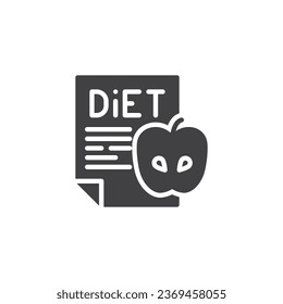 Healthy food and diet plan vector icon. filled flat sign for mobile concept and web design. Diet planning glyph icon. Symbol, logo illustration. Vector graphics
