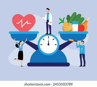Healthy food and Diet planning flat vector illustration concept