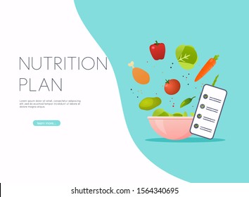 Healthy food and dieting concept. Plan your meal infographic with dish and cutlery. Flat design style modern vector illustration concept.