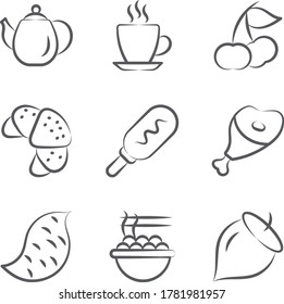 Healthy Food and Drinks Doodle Icons Pack 