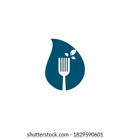 Logo-Design für gesunde Lebensmittel-Tropfen Logo-Symbol für Gabel und Blatt