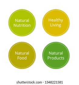 Healthy Food Eco Stickers. Vector Stickers Set For Food Store And Packaging. Natural Food Lable.