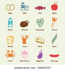 Healthy Food Elements, Vector Infographic Icons