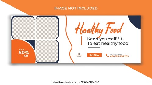 Healthy Food Facebook Cover Banner Design Template, Vector Template, Business Promotional Banner Design