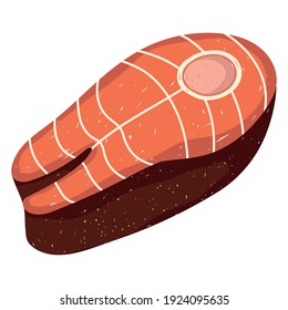 healthy food fish steak flat icon style vector illustration