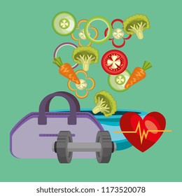 healthy food and fitness icons