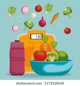 healthy food and fitness icons