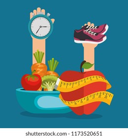 healthy food and fitness icons