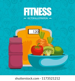 healthy food and fitness icons