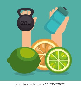 healthy food and fitness icons