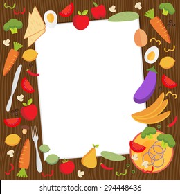 Healthy food flat objects fruits and vegetables background vector illustration