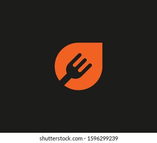 Healthy food fork logo icon Premium Minimal emblem design template