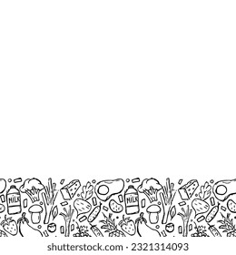 Healthy food frame. Drawn healthy food background