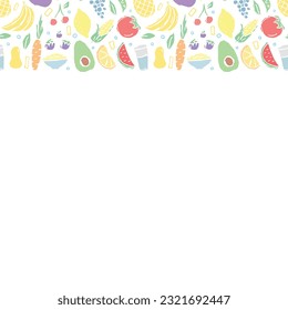 Healthy food frame. Drawn healthy food background