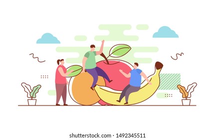 Healthy food fruit flat vector illustration concept,can be used for landing page, ui, web, app intro card, editorial, flyer, and banner.