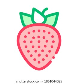 Healthy Food Fruit Strawberry Vector Sign Icon Thin Line. Bio Eco Sweet Berry Strawberry With Seeds Linear Pictogram. Organic Healthcare Vitamin Delicious Nutrition Contour Illustration
