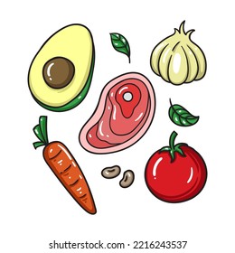 healthy food and fruit vegetables doddle set