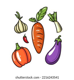 healthy food and fruit vegetables doddle set