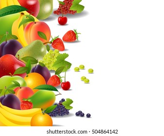 Healthy food, fruits and vegetables, illustration