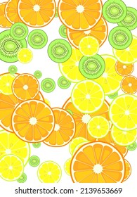 Healthy food hand drawn elements. Fruits. Vitamins. Colorful vector background.